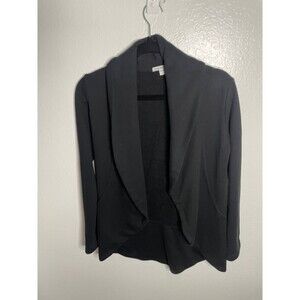 James Perse Black French Terry Cocoon Cardigan Blazer | Minimalist Open Front